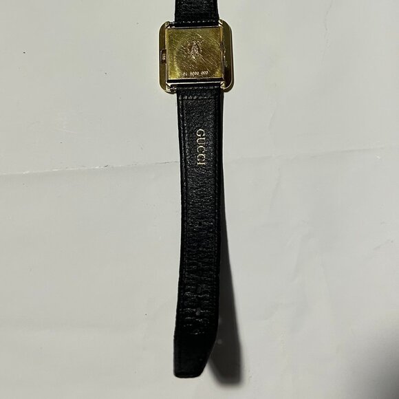 Womens Gucci Brown Gold-Plated Square Case 14 GG Buckle Leather Band Wristwatch - Picture 12 of 16